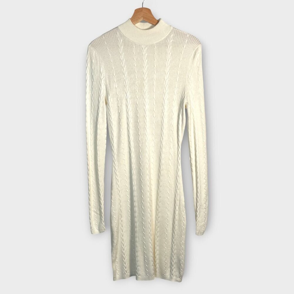 Abercrombie & Fitch Sweater Dress MT Medium Tall Cream Ivory Cable Knit